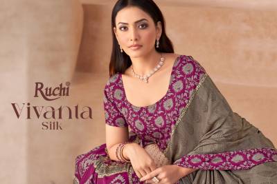 VIVANTA SILK VOL-43 BY RUCHI DESIGNER CREPE SAREES WHOLESALER IN INDIA